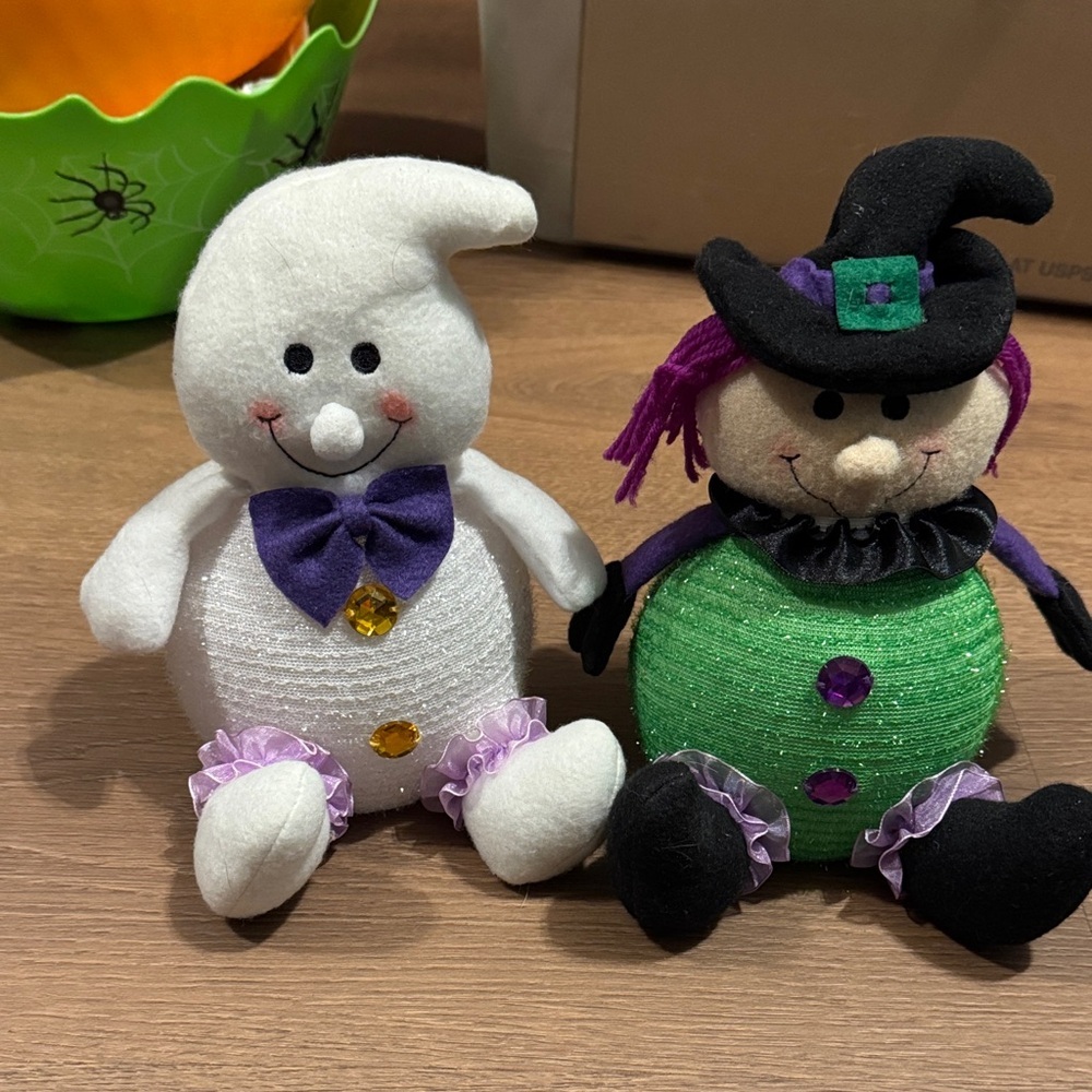 Halloween Ghost and Witch Plush Light-Up Set
